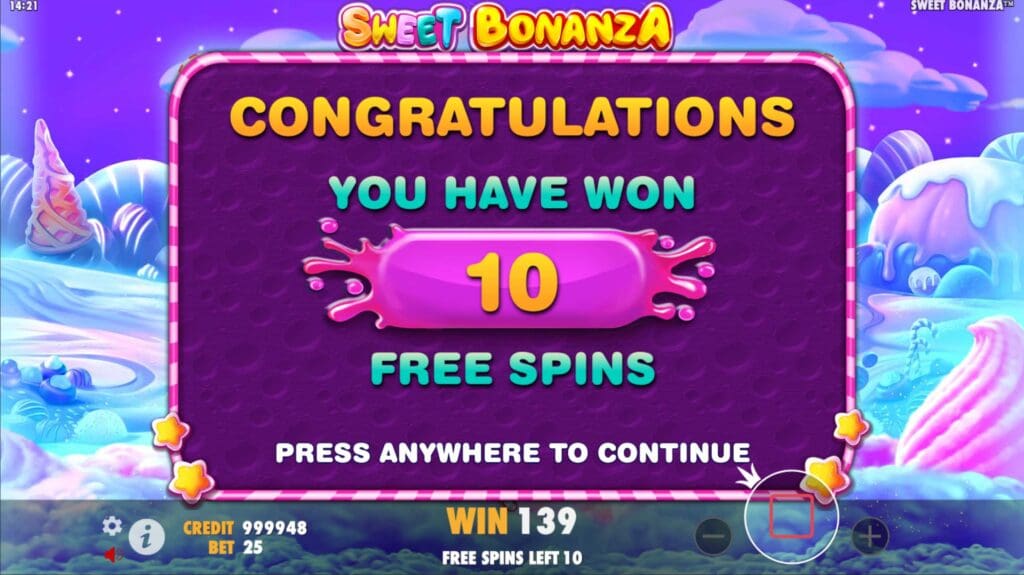 free spins sweet bonanza